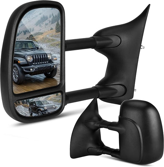 DWVO Towing Mirror fit 99-16 Ford F250 F350 F450 F550 Super Duty, 01-05 Ford Excursion with Maually Adjustable Pair Set