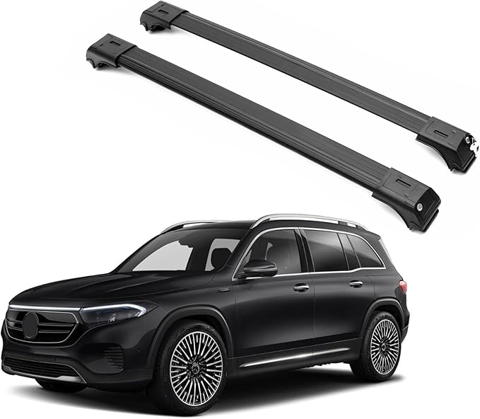 ERKUL Roof Rack Cross Bars for Mercedes Benz EQB 2022-2025 | Aluminum Crossbars with Anti Theft Lock for Rooftop with Raised Rails | Not Compatible with Moon Roof- Black