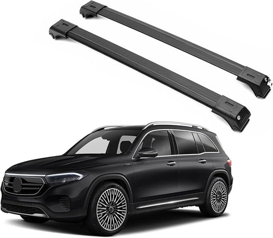 ERKUL Roof Rack Cross Bars for Mercedes Benz EQB 2022-2025 | Aluminum Crossbars with Anti Theft Lock for Rooftop with Raised Rails | Not Compatible with Moon Roof- Black