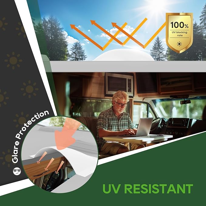 RVGUARD RV Skylight Replacement, 18" x 26" Outer Dimension Skylight Fits All Standard 14" x 22" Openings, RV Skylight for Camper Trailer Fifth Wheel Truck, UV Resistant, Impact Resistant, White