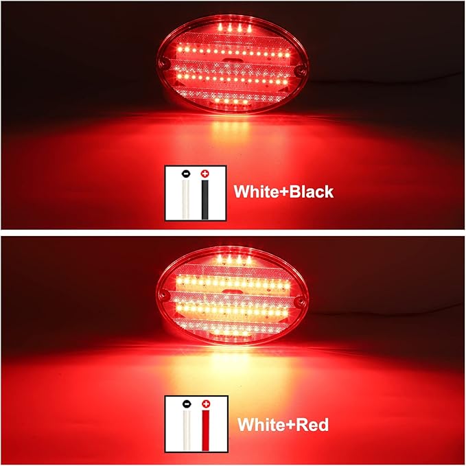 Partsam 2Pcs 8.5" Oval Led Tail Lights 40LED Red for Trailer RV Motorhome Airstream Oval Led Stop Turn Tail Lights Surface Mount Taillights Replacement Lights IP68 Submersible w/Mounting Gaskets