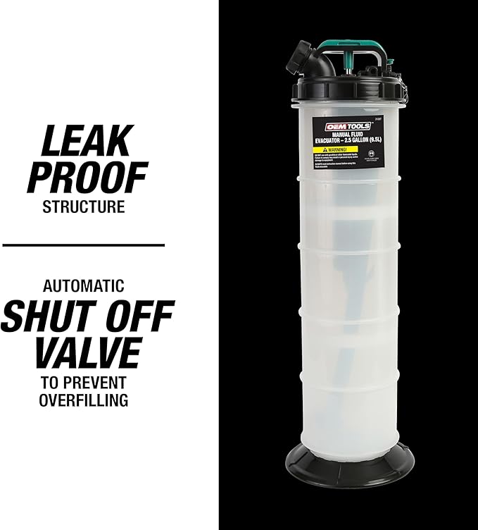 OEMTOOLS 24397 Fluid Extractor Pump, 9.5L Manual Vacuum Oil Changer & Fluid Transfer Pump – Fast Drain Oil, Coolant, Brake & Transmission Fluid – Leak-Free Heavy-Duty Garage Tool