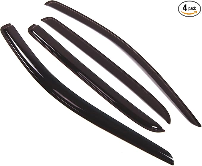 TuningPros Outside Mount Window Vent Visors Rain Guards Compatible with Dodge Ram 1500 Mega Cab 2006-2008 | Side Window Wind Deflectors Rain Shields | Smoke Tinted, 4 Pcs Set, DGWV-131-1