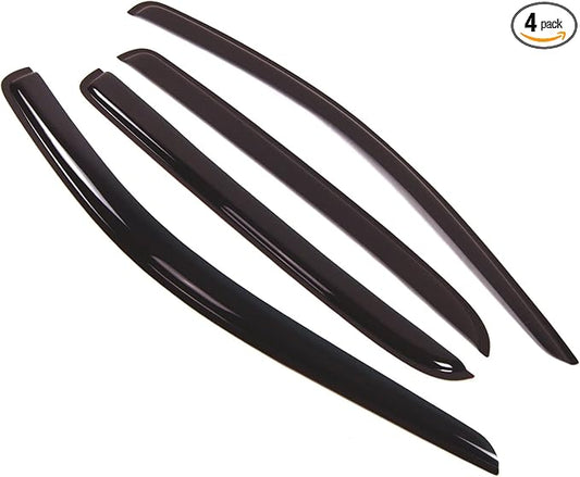 TuningPros Outside Mount Window Vent Visors Rain Guards Compatible with Dodge Ram 1500 Mega Cab 2006-2008 | Side Window Wind Deflectors Rain Shields | Smoke Tinted, 4 Pcs Set, DGWV-131-1