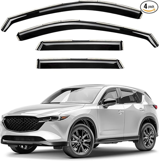 Window Deflectors Smoke Tinted In-Channel Side Window Vent Visor Deflectors Rain Guards Compatible with Mazda CX-5 2017-2025 - 4pcs. GW0381
