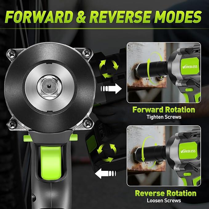 1/2 Cordless Impact Wrench: Max 850nm (630ft-Lbs) Electric Impact Wrench Kit - 20V 4ah Battery, 3-Speed, 4 Sockets, LED Light, Variable Speeds 1/2 Impact Drive for Car Tire, Mower