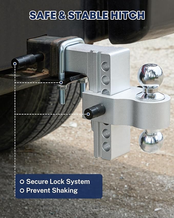 Kohree 6" Adjustable Trailer Hitch Kit Fit 2" & 2.5" Receiver, Drop Hitch with 3 Ball 1-7/8", 2", 2-5/16", 12500 LBS GTW Heavy Duty Tow Hitch with Anti-Theft Pins for Class III & IV Vehicles