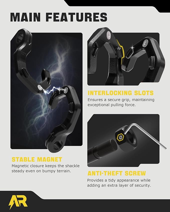 D Ring Shackles, 3/4" Separate Shackles with 7/8" Pin, Heavy Duty Recovery Shackle 57320lbs Break Strength, 4x4 Off-Road Recovery Towing Winch Shackles for Trucks, Black Black 2-Pack