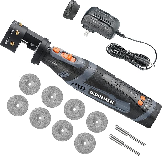 8V Handheld Without Debugging Tungsten Electrode Sharpener TIG Welding Rotary Tool with Flat Grinding Block, Cut-Off Slot, Multi-Angle & Offsets