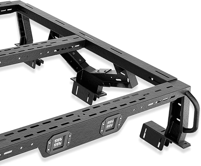16.73" Bed Racks Truck Cargo Carrier with 2 LED Lights Compatible with Tacoma/Gladiator JT/Frontier/Colorado Extended Cab/Canyon/Ranger, Luggage Storage Bed Cross Bars