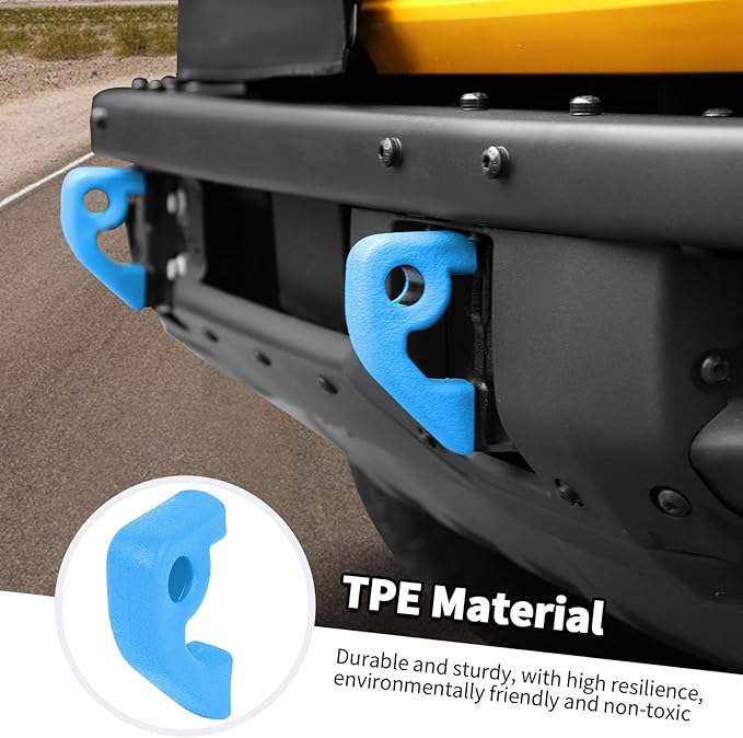 Jimen Fit for Ford Bronco 2021-2024, 2PCS Front Bumper Tow Hook Covers Protector Exterior Accessories (Light Blue)