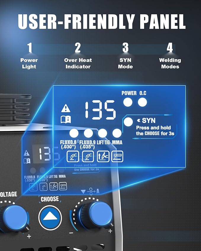 AZZUNO 135A MIG Welder 110v, 3 in 1 MIG Welder Machine Flux Core Welder/Lift TIG/Stick Welding Machine, Portable Wire Feed Welder, Gasless Welding Machine