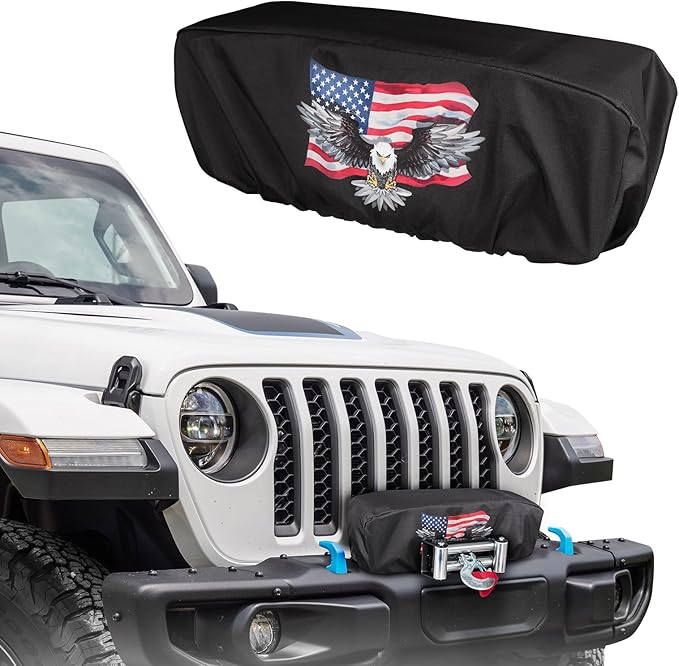 Winch Cover,Heavy Duty UV-Resistant Waterproof & Dust-Proof Cover for 8500-17500 Lbs Electric Winches,Universal Indoor/Outdoor Weather-Resistant Protection with Drawstring,Fits Jeep/ATV/Boat/Trailer