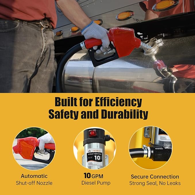 32 Gallon Diesel Transfer Tank with 12V Electric Pump, 10 GPM Flow, HDPE Portable Fuel Caddy with Auto Shut-off Nozzle & Wheels, Heavy-Duty Diesel Tank for Trucks, Tractors and Construction Equipment