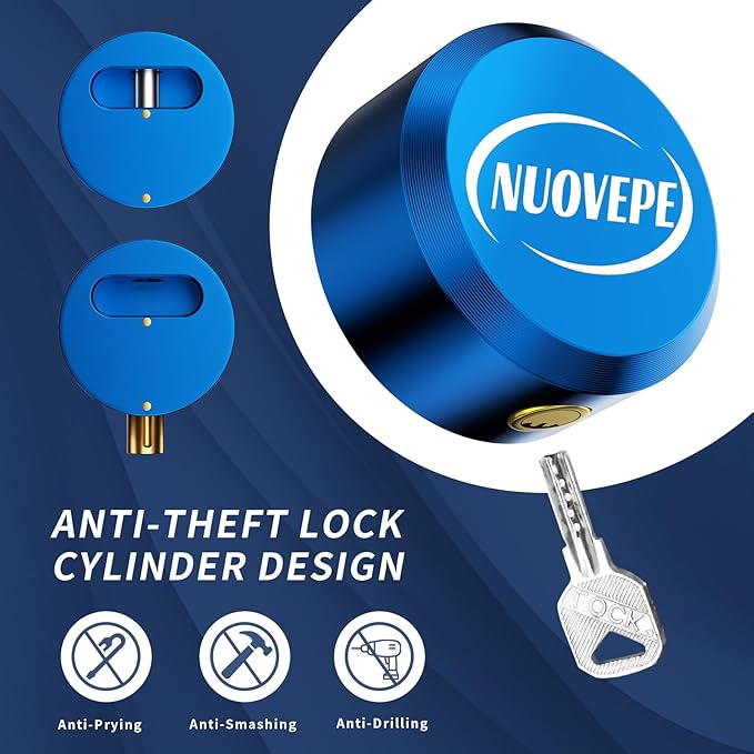 Trailer Lock Fits 2 5/16 Inch Couplers, Secures Safety Chains Anti-Theft Ball Hitch Lock, Pry-Resistant & Heavy-Duty Trailer Hitch Locks for RV | Cargo | Camper | Dump Trailer (Blue)