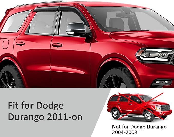 Voron Glass Tape-on Extra Durable Rain Guards for Dodge Durango 2011-2026, Window Deflectors, Vent Window Visors, 4 Pieces - 120235