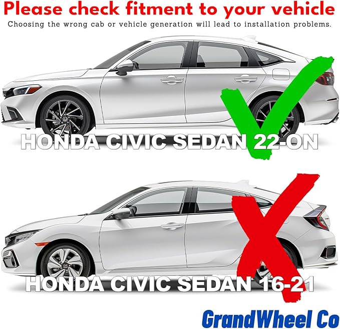 Window Deflectors Smoke Tinted Tape-On Side Window Vent Visor Deflectors Rain Guards Compatible with Honda Civic 2022-2026 Sedan - 4pcs. GW0552