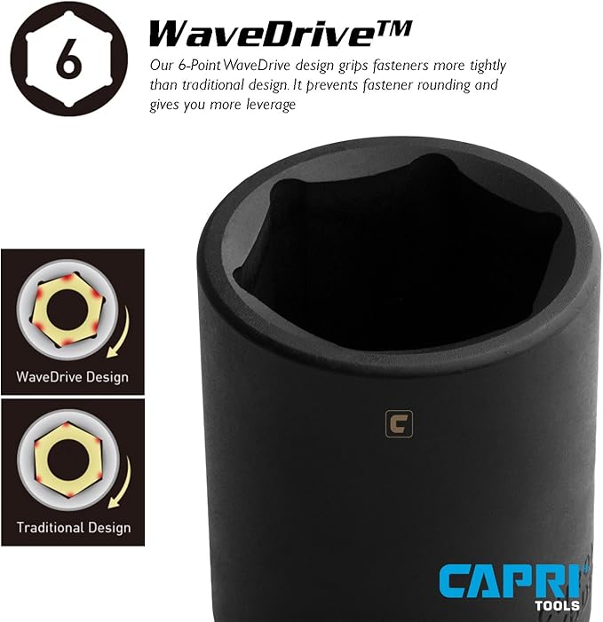 Capri Tools Shallow Impact Socket, 3/8-Inch Drive, 6-Point, SAE (13/16-Inch)