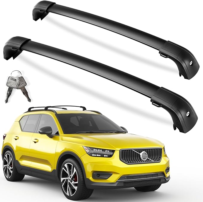 KINGGERI Roof Rack Cross Bars Compatible with Volvo XC40 XC-40 2018-2025, Lockable 220lbs Heavy Duty Aluminum Roof Rails Crossbars Cargo Bars Canoe Snowboard Rooftop Black Carrier Luggage