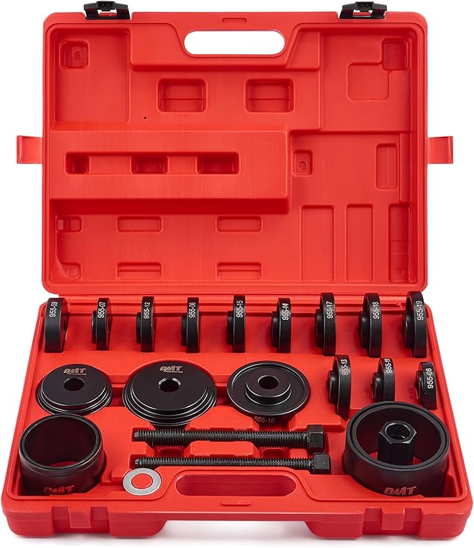 Orion Motor Tech Wheel Bearing Press Kit for Front Wheel Drive Bearing Removal & Installation, 24pc Wheel Bearing Puller Tool Set with Sliding Screws Universal Bushings Sleeves Storage Case