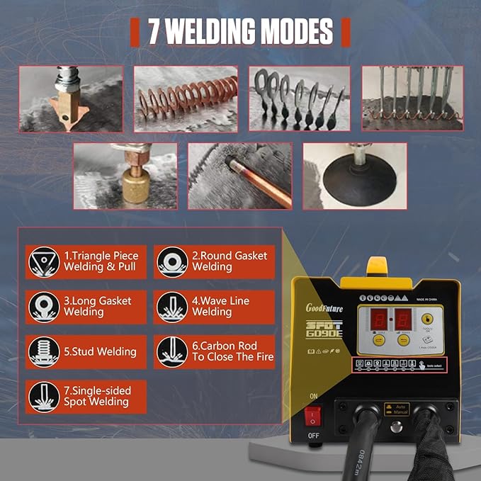 PLAYOCCAR 220V Spot Welder Dent Puller Machine, 3KW 3500A Car Body Stud Dent Repair Kit with 7 Welding Modes, small Joints & 82pcs Accessories