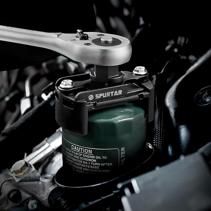 Spurtar Adjustable Oil Filter Wrench 2-3/8 to 3-1/8 inch 60-80mm Universal Oil Filter Removal Tool 1/2'' Drive Two-Way Cap Oil Filter Tool for Engine Filters, Conduit, & Fittings