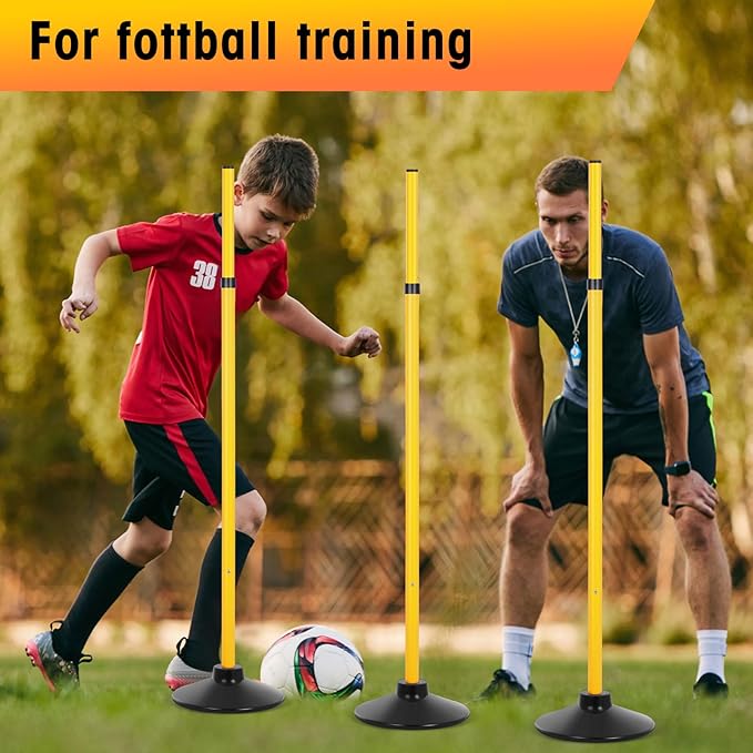 8 Pcs Soccer Agility Poles Detachable Sports Training Speed Slalom Poles with Rubber Base Coaching Sticks for Soccer Drills and Training