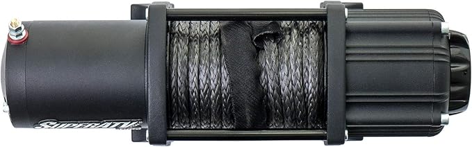 SuperATV 6000 LB. Black Ops Winch with Heavy Duty Winch Mounting Plate for Polaris Sportsman/Highlifter/Scrambler/Touring (See Fitment) | 3/16" Steel Plating | Complete kit ready for install