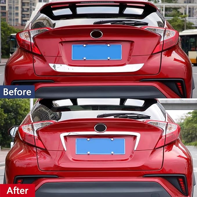 Car Accessories Tail Gate Grille Decoration Protector Guard Plate Fit for Toyota C-HR CHR 2018-2023 Rear Exterior Trunk Streamer Cover Trim Chrome ABS 1 PC