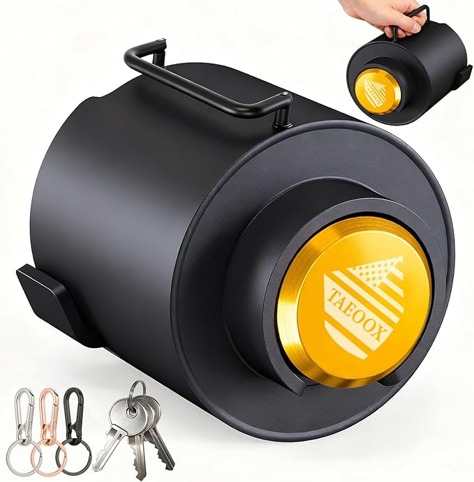 Upgraded Trailer Lock Fits 2 5/16 Inch Coupler, Heavy-Duty Trailer Hitch Locks, Pry-Resistant & Anti-Theft Trailer Coupler Lock, Accessories for Trailer/RV/Boat (Trailer Lock with Handle - Gold)