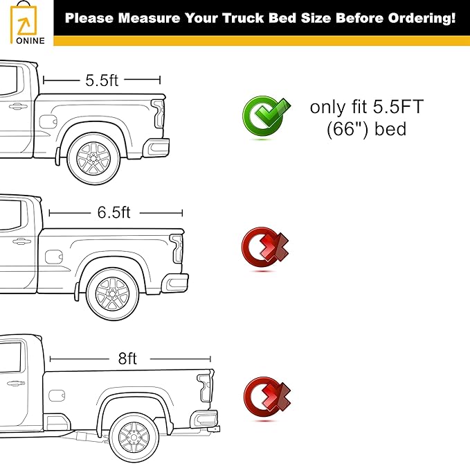 ONINE Pull-Lock-Go Retractable Hard Tonneau Cover Custom fit 2015-2026 Ford F150 5.5ft Bed (66"), Aluminum Matte Black, Compatible for Crossbar and Cargo Racks.