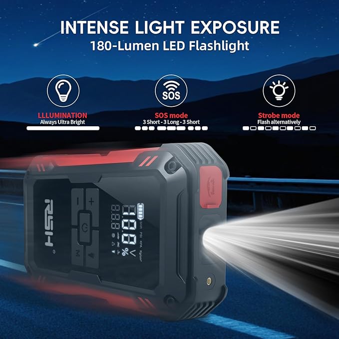 Car Jump Starter with Air Compressor 4000A Peak Battery Jump Starter 12V 150PSI Jump Box (up to 9L Gas,7.0L Diesel Engine) Auto Booster,LED Light & 15000MA with 65W USB Quick Charger and Type C