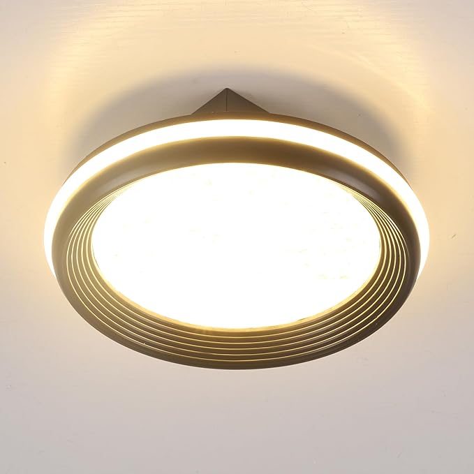 12V RV 8" Ceiling Light with Ambient Side Glow Bar & Built-in Rocker Switch, RV Interior Light Fixture w/Dimmable 3000K/4000K & Hammered Acrylic Lens |Super Slim for Motorhome Camper Trailer