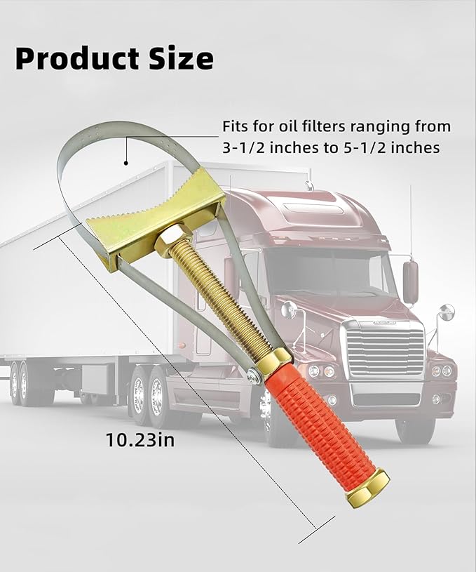 Heavy Duty Oil Filter Wrench,Adjustable Oil Filter Removal Tool,fits for larger size oil filters,fits for larger vehicles,large truck/large tractor/Excavators etc,Adjustable Strap 9-15 cm Diameter