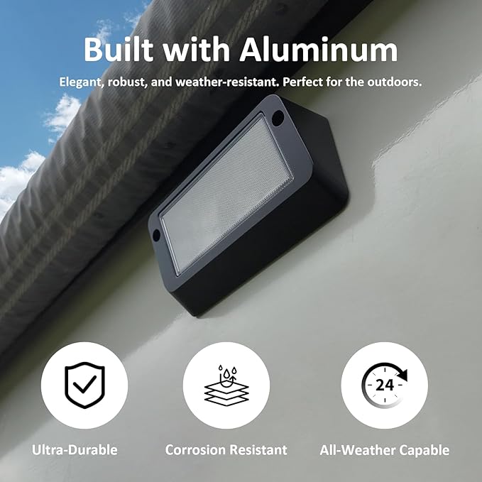 Aluminum Dual-Color RV LED Porch Light - 1400lm High Brightness, 12V-30V, IP67 Waterproof, Ideal for Campers & Travel Trailers, Motorhome Outdoor Use- Black-2 Packs