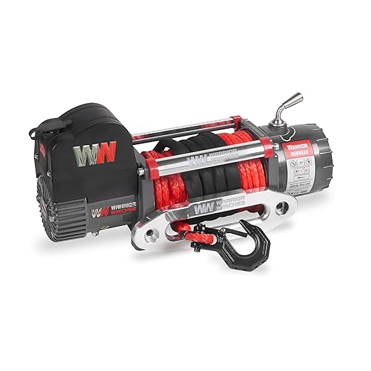 Warrior Winches Samurai 10000 lbs 12V Electric Winch with Synthetic Rope - Powerful Electric Winch for Trucks - 10000 lbs Load Capacity - Wireless Remote Included