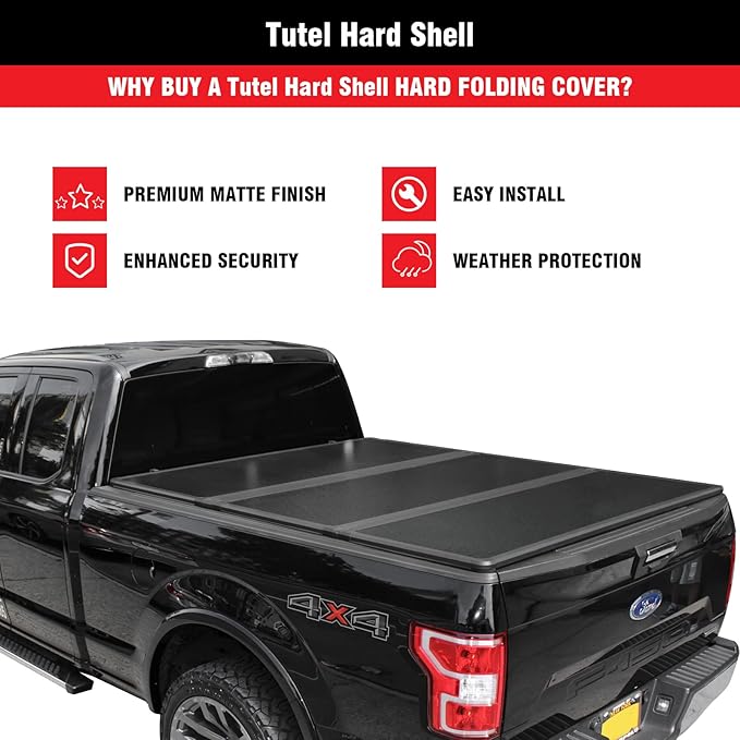 Tutel Hard Shell Folding Truck Bed Tonneau Cover|Fits 2005-2026 Nissan Frontier 5ft Bed (58.6") - TULH033