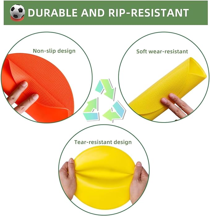 Spot Markers 9 Inch Non Slip Rubber Floor Markers Flat Field Cones Poly Dots for Classroom Dance Sports Soccer Basketball Speed Agility Training (5&9 Colors)