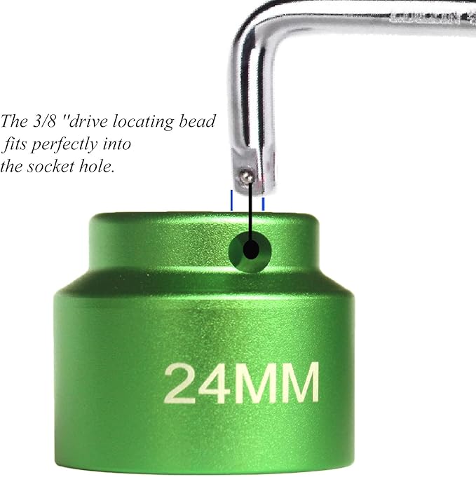 24mm oil filter socket wrench, low profile 6-point 3/8" Drive fits BMW, Chrysler,Chevy, Dodge, Jeep and Others fuel filter/oil filter cap installation&removal tool