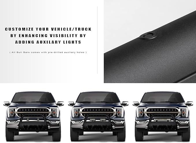 Armordillo MS Series Studded Aluminum Mesh Bull Bar Compatible with 2019-2021 Chevy Silverado/GMC Sierra 1500|8723685|Matte Black|Front Bumper Guard|Bull Guard