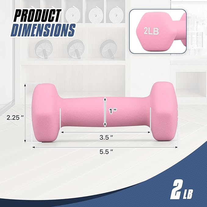 MADOG Dumbbell Set, Anti-Slip Neoprene Coated Hexagon Hand Weights for Home Gym Equipment Workouts Strength Training