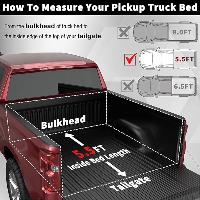 Soft Quad Fold Truck Bed Tonneau Cover Compatible for 2016-2024 Nissan Titan 3-Fold 5.5FT 66Inch