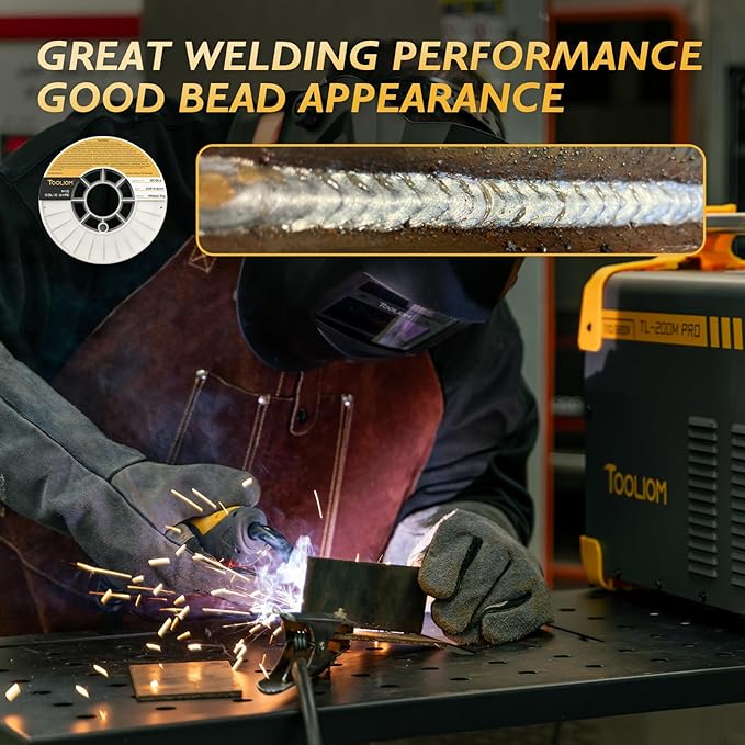 TOOLIOM ER70S-6 .030"(0.8 mm) Mild Steel MIG Solid Welding Wire on 10-Pound Spool Compatible with TL-200M TL-250M Pro