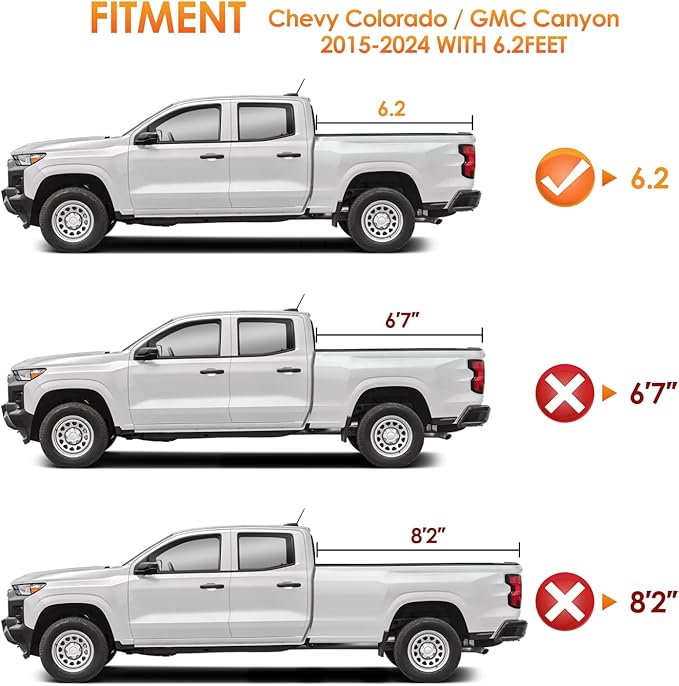 Nilight Soft Roll Up Truck Bed Tonneau Cover Compatible with Chevy Colorado/GMC Canyon 2015 2016 2017 2018 2019 2020 2021 2022 2023 2024 2025 6.2ft