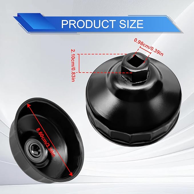 86mm 16 Flutes Oil Filter Wrench - Steel Socket Kit Compatible With BM and V0LV - Housing Caps Removal Tool