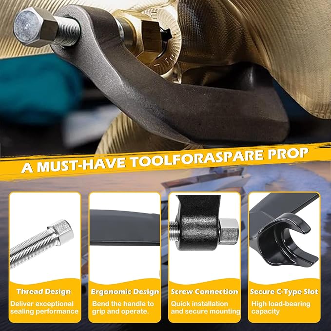 Kefly Propeller C Clamp Puller Compatible with Ski & Wakeboard & Surf Propellers, for 3/4" to 1-1/8" Shaft