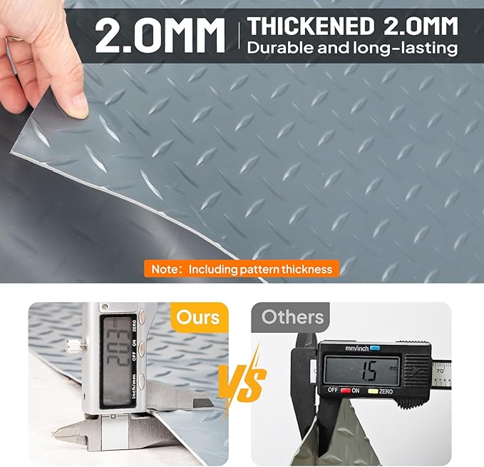TUFFIOM 7.5x22 FT Garage Floor Mat, Thickened Diamond Plate PVC Garage Mats Flooring Roll for Under Car, Garage Parking Mats for Floor Large SUVs, MPV, Pickup Truck, RV