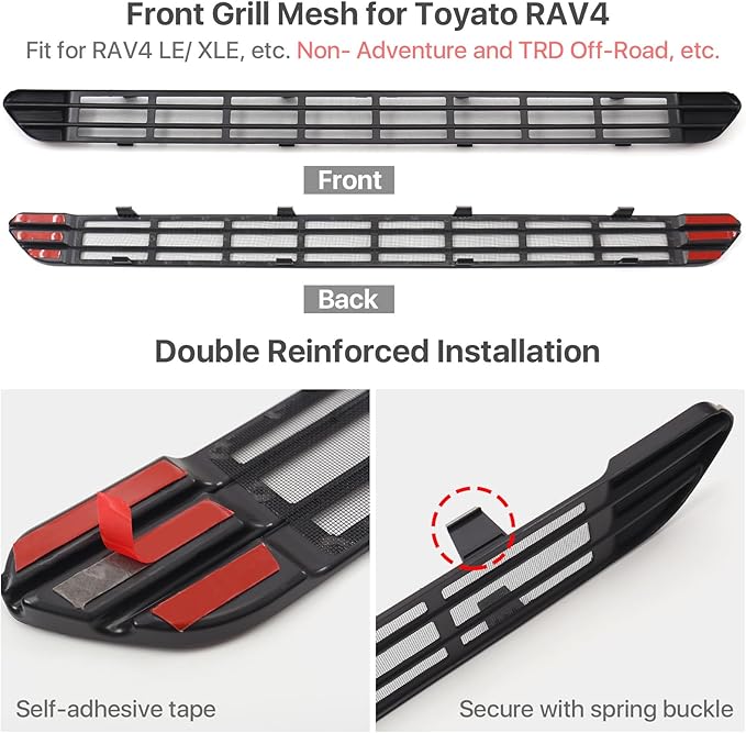 Front Grill Mesh Insert Fit for Toyota RAV4 2019-2025 Accessories, Non- Adventure and TRD Off-Road Models, Air Vent Cover Guard Grille Guard Protector for 2020 2021 2022 2023 2024 RAV 4