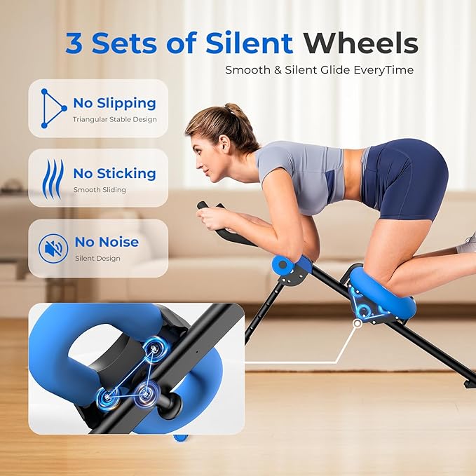 Ab Machine, Adjustable Ab Trainer Machine for Abs Workout at Home Gym, Foldable, Knee Protection, Abdominal Trainer for Stomach Workout