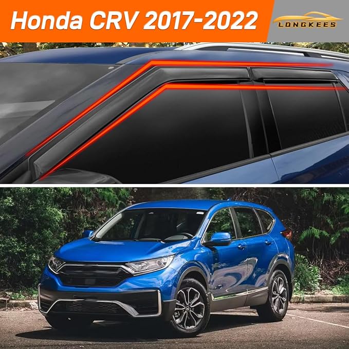 in-Channel Window Visors Rain Guards FIT Honda CRV 2017-2022 (2017-2022) – 4-Piece in-Channel Dark-Smoke Polycarbonate Vent Deflectors